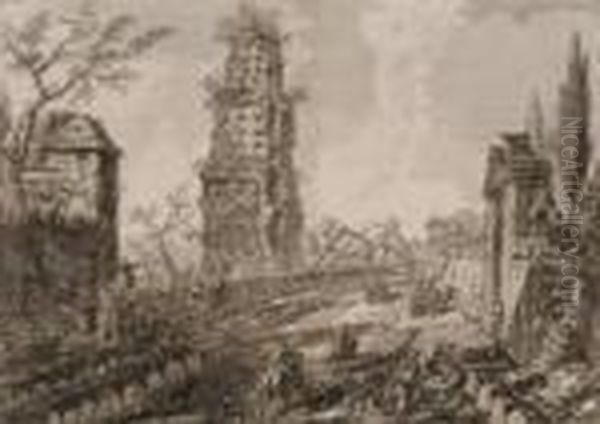 Rovine D''un Antico Sepolcro Oil Painting by Giovanni Battista Piranesi