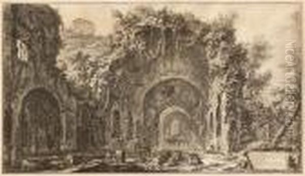 Veduta Della Fonte E Delle Spelonched'egeria..., From Vedute Di Roma Oil Painting by Giovanni Battista Piranesi