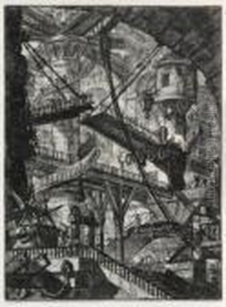 An Immense Interior Oil Painting by Giovanni Battista Piranesi