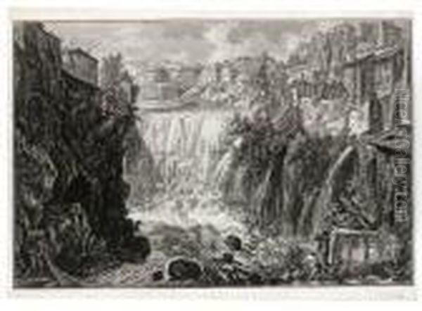 Veduta Della Cascata Di Tivoli Oil Painting by Giovanni Battista Piranesi