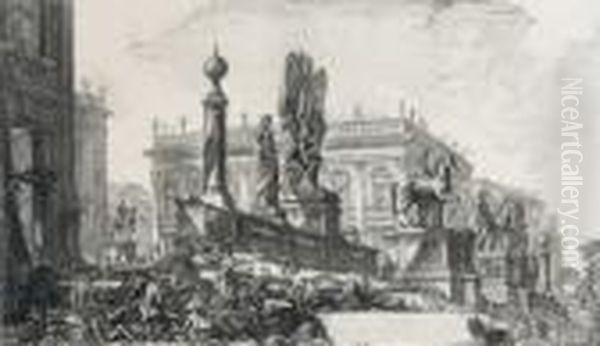 Veduta Delcampidoglio Di Franco Oil Painting by Giovanni Battista Piranesi