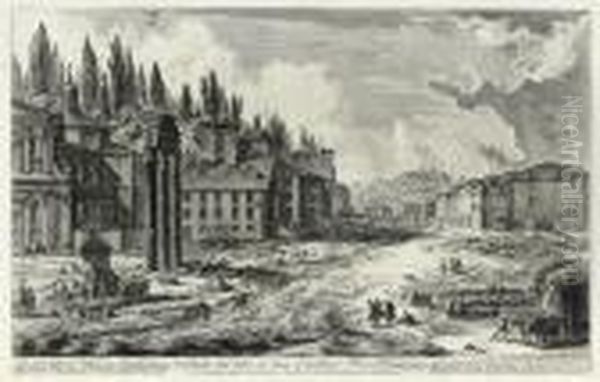 A Corner Of The Forum Romanum Oil Painting by Giovanni Battista Piranesi