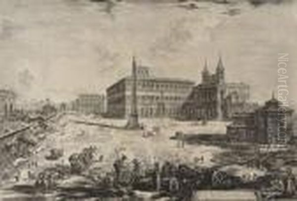 Veduta Della Piazza E Basilica Di S. Giovanni In Laterano Oil Painting by Giovanni Battista Piranesi