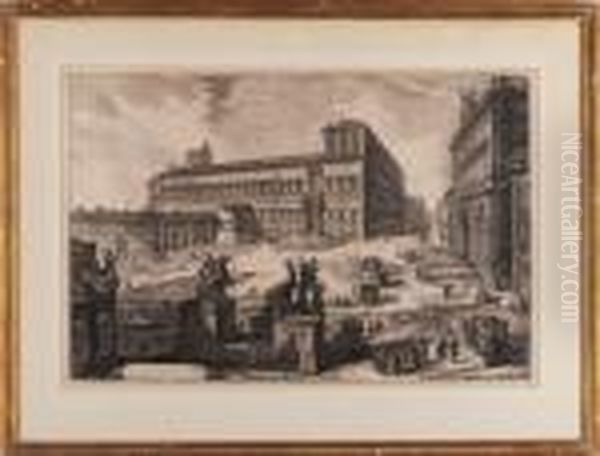 Piazza Di Montecavallo Oil Painting by Giovanni Battista Piranesi