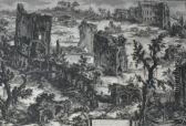 Vue Desthermes De Titus Oil Painting by Giovanni Battista Piranesi