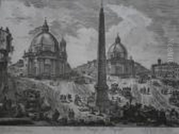 Veduta Della Piazza Del Popolo Oil Painting by Giovanni Battista Piranesi