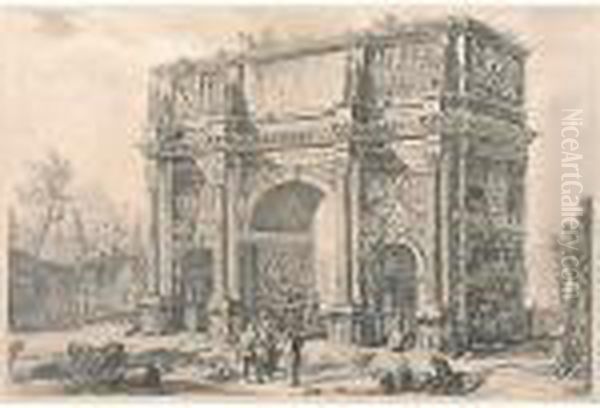 Veduta Dell'arco Di Costantino Oil Painting by Giovanni Battista Piranesi