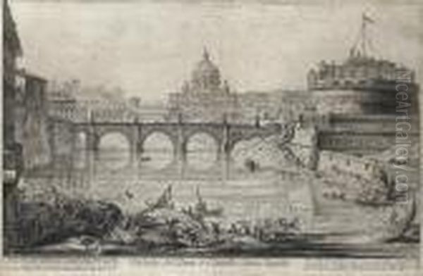 Veduta Del Ponte E Castello Sant'angelo Oil Painting by Giovanni Battista Piranesi