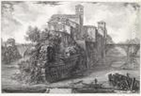 Ansichtder Tiberinsel Oil Painting by Giovanni Battista Piranesi