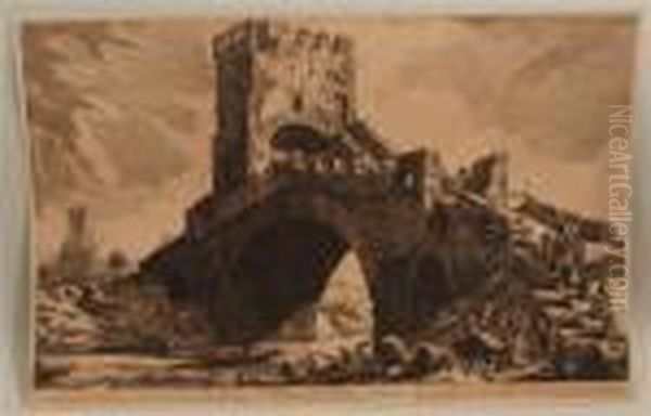 Veduta Del Ponte Salario Oil Painting by Giovanni Battista Piranesi