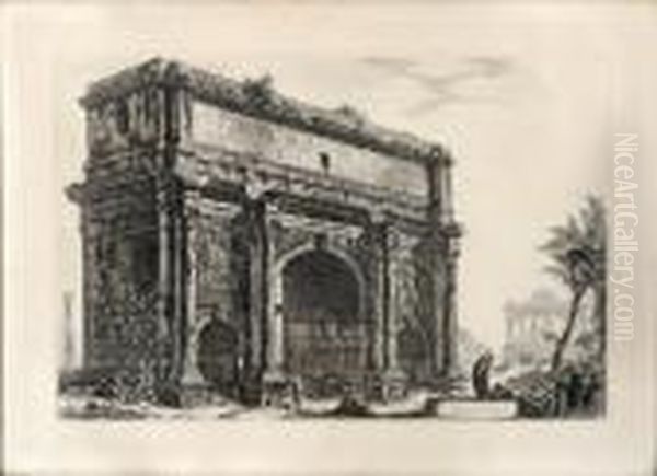 Arc De Septime Severe. Oil Painting by Giovanni Battista Piranesi