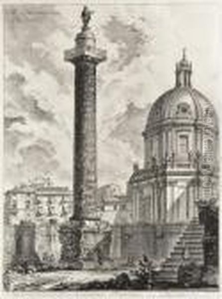 Colonna Trajana, From Vedute Di Roma Oil Painting by Giovanni Battista Piranesi