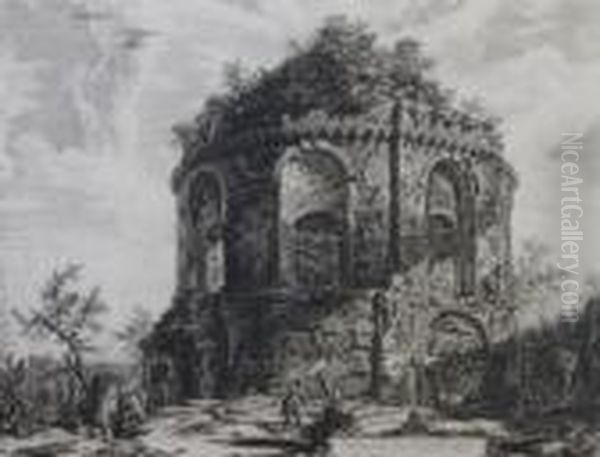 Veduta Del Tempio, Detto Della Tosse Oil Painting by Giovanni Battista Piranesi