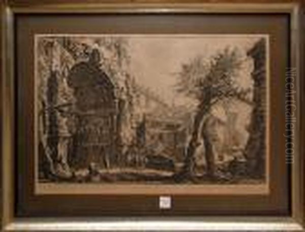 Veduta Dell' Arco Di Tito Oil Painting by Giovanni Battista Piranesi