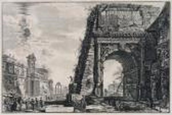 Veduta Dell Arco Di Tito Oil Painting by Giovanni Battista Piranesi