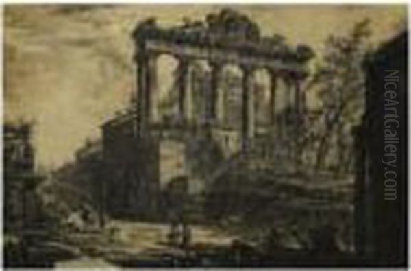 Veduta Del Tempio Detto Della Concordia Oil Painting by Giovanni Battista Piranesi