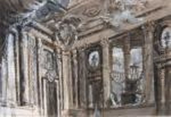 Architecture Interieure Avec Colonnade Oil Painting by Giovanni Battista Piranesi