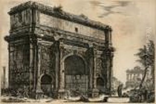 Veduta Dell' Arco Di Constantino 
And 
Veduta Dell' Arco Di Settimio Severo 
From 
Vedute Di Roma Oil Painting by Giovanni Battista Piranesi