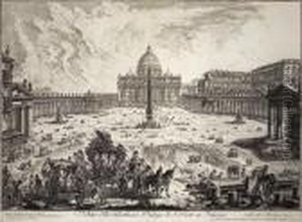 Veduta Della Basilica, E Piazza Di S. Pietro In
Vaticano Oil Painting by Giovanni Battista Piranesi