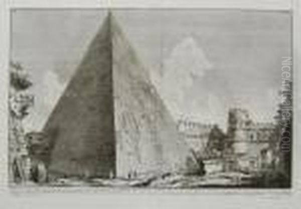 Veduta Della Piramide Di Cajo Cestio Oil Painting by Giovanni Battista Piranesi