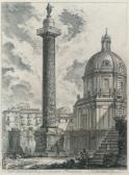 Trajan's Column Oil Painting by Giovanni Battista Piranesi