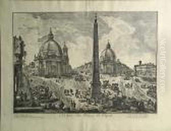 Veduta Della Piazza Del Popolo Oil Painting by Giovanni Battista Piranesi