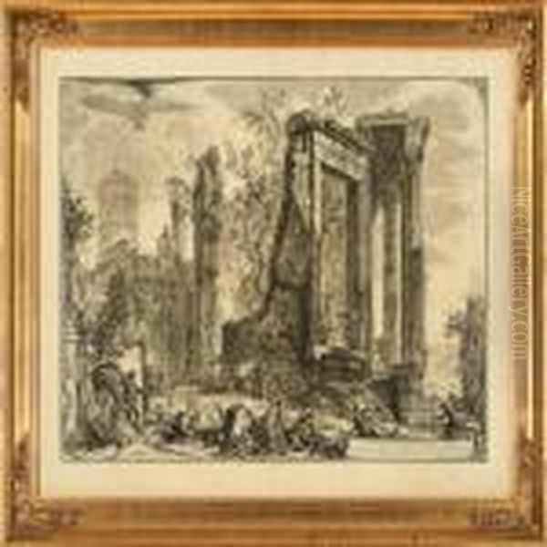 Altra Veduta Del Tempio Della Sibilla In Tivoli Oil Painting by Giovanni Battista Piranesi