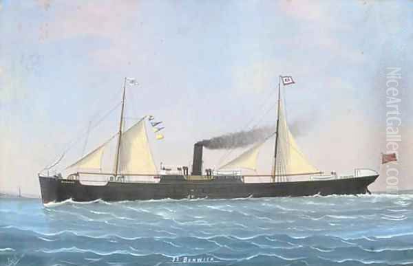 The S.S. Benwick under sail and steam Oil Painting by Luigi Roberto