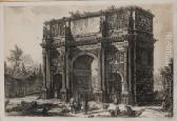 Veduta Dell'arco Di Constantino Oil Painting by Giovanni Battista Piranesi