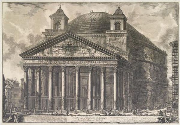 Veduta Del Pantheon D'agrippa. Oil Painting by Giovanni Battista Piranesi