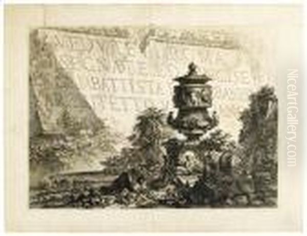 Vedute Di Roma: Title Page. Oil Painting by Giovanni Battista Piranesi