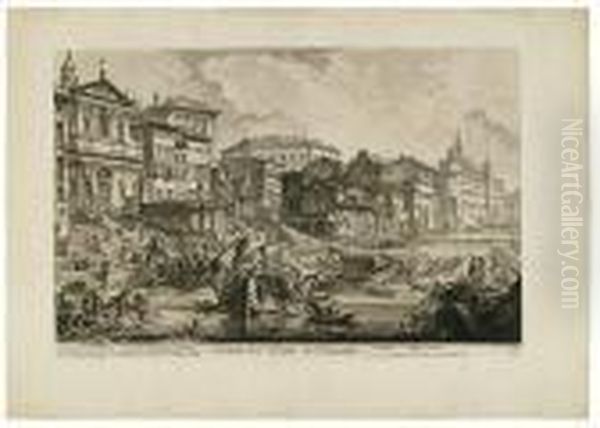 Veduta Del Porto Di Ripetta. Oil Painting by Giovanni Battista Piranesi