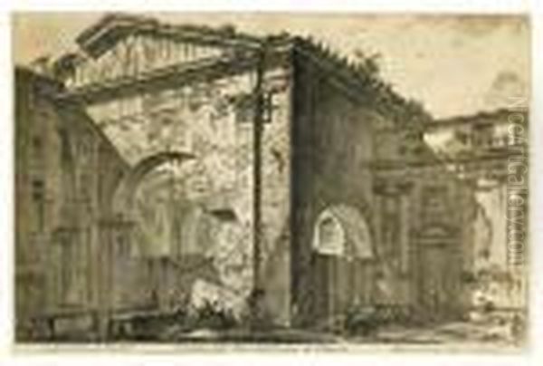 Veduta Dell'atrio Del Portico Di Ottavia. Oil Painting by Giovanni Battista Piranesi