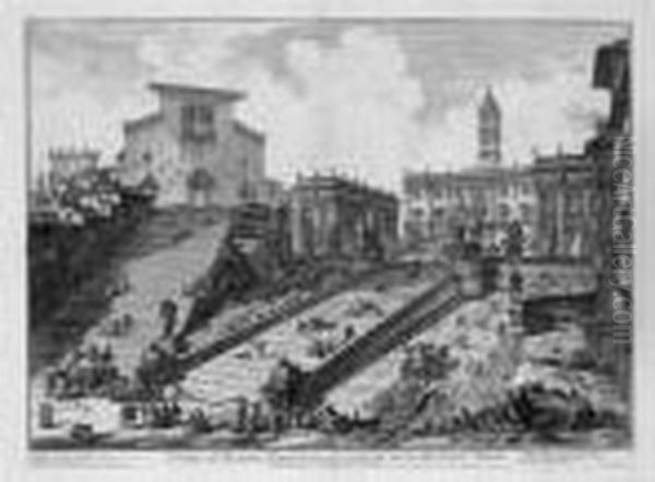 Piazza Navona; Capitol And The 
Steps Of S. Maria In Aracoeli; Forum Of Augustus; Egyptian Obelisk Oil Painting by Giovanni Battista Piranesi