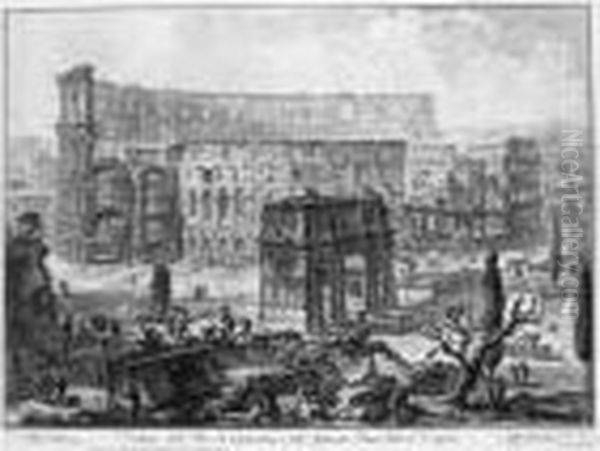 And Arch Of Constantine And The Colosseum Oil Painting by Giovanni Battista Piranesi