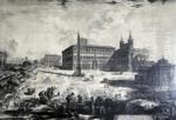 Piazza & Basilica Di S.giovanni In Laterano Oil Painting by Giovanni Battista Piranesi