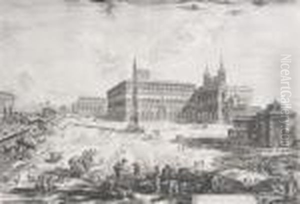 Veduta Della Piazza E Basilica Di S. Giovanni In Laterano Oil Painting by Giovanni Battista Piranesi