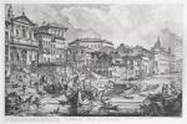 Veduta Del Porto Di Ripetta Oil Painting by Giovanni Battista Piranesi