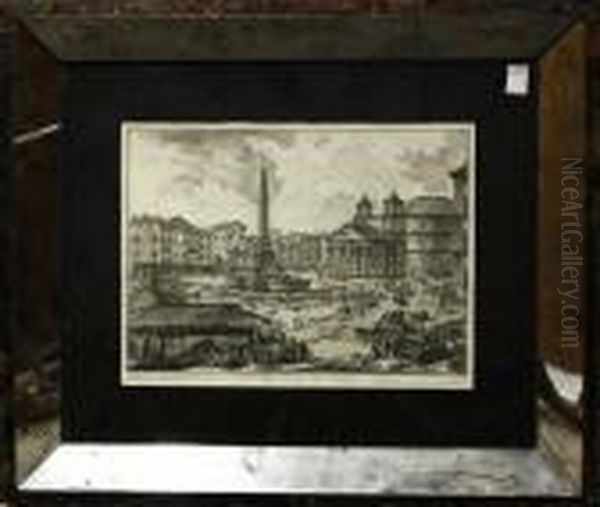 Veduta Della Piazza Della Rotonda Oil Painting by Giovanni Battista Piranesi