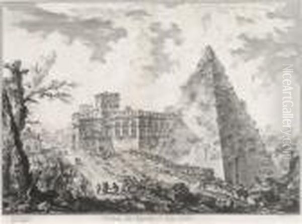 The Pyramid Of Caius Cestius Oil Painting by Giovanni Battista Piranesi