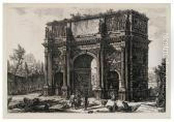 Veduta Dell'arco Di Constantino Oil Painting by Giovanni Battista Piranesi