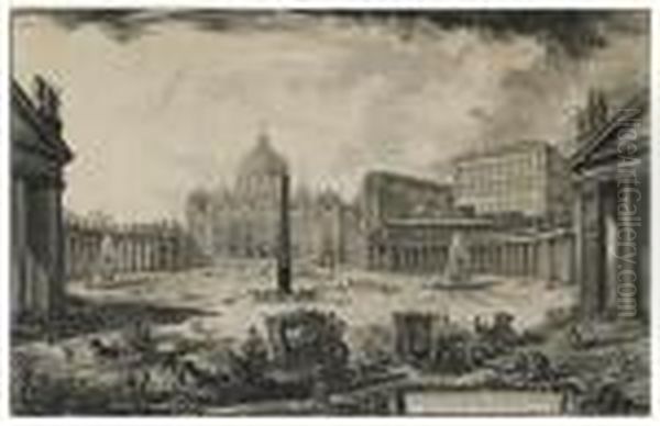 Two Etchings From The Vedute Di Roma Oil Painting by Giovanni Battista Piranesi