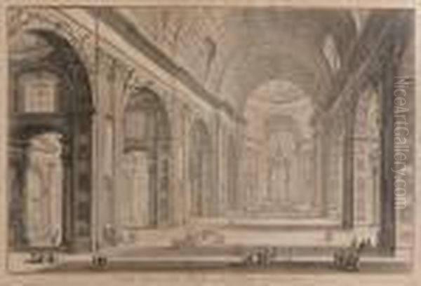 Veduta Interna Della Basilica Di S. Pietroin Vaticano, From Vedute Di Roma Oil Painting by Giovanni Battista Piranesi