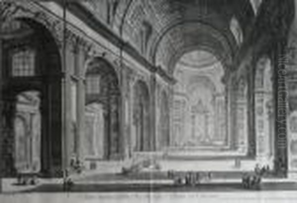 Veduta Interna Della Basilica Di S. Pietro In Vaticano Oil Painting by Giovanni Battista Piranesi