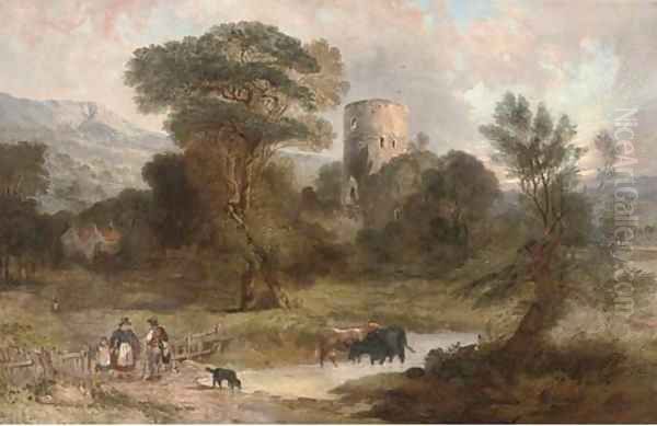 Tretower, Breconshire Oil Painting by Alexander F. Rolfe