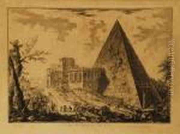 Vista De La Piramide De Cesio Oil Painting by Giovanni Battista Piranesi