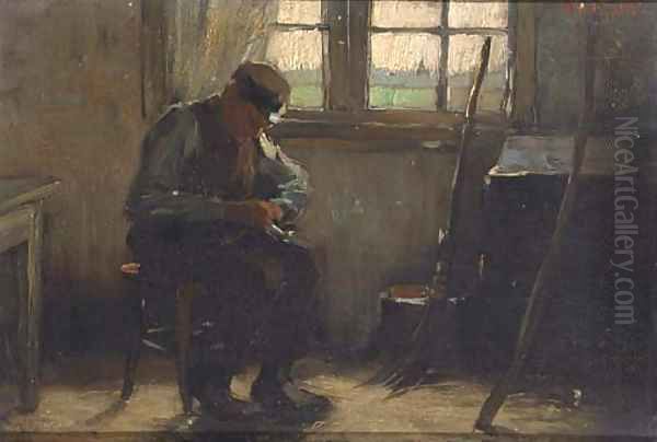 A man in his workshop Oil Painting by Alexander Gerhard Anton Ridder Van Rappard