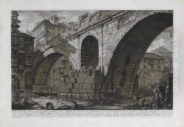 View Of Ponte Fabrizio Oil Painting by Giovanni Battista Piranesi