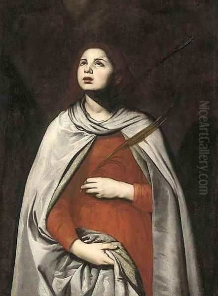 Saint Agnes Oil Painting by Francesco De Rosa (Pacecco De Rosa)