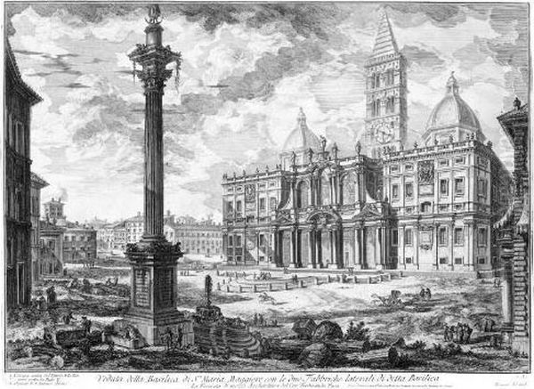 Veduta Della Basilica Di S.ta 
Maria Maggiore Con Le Due Fabbriche Laterali Di Detta Basilica Oil Painting by Giovanni Battista Piranesi